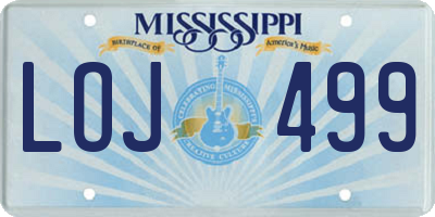 MS license plate LOJ499