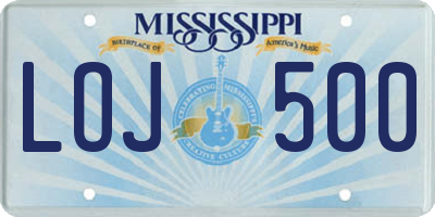 MS license plate LOJ500