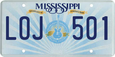 MS license plate LOJ501
