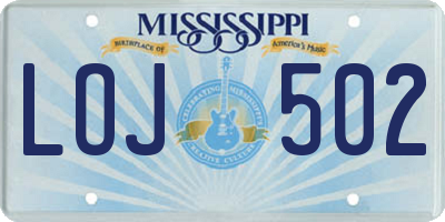 MS license plate LOJ502