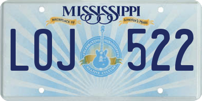 MS license plate LOJ522