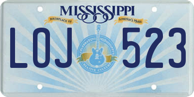 MS license plate LOJ523