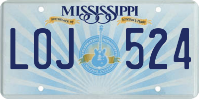 MS license plate LOJ524