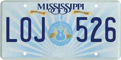 MS license plate LOJ526