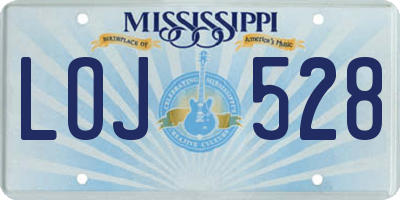 MS license plate LOJ528