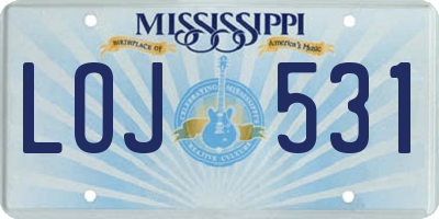 MS license plate LOJ531