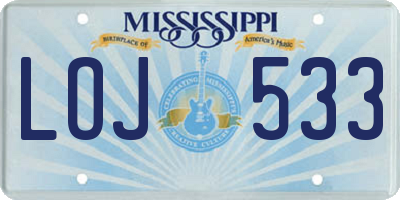 MS license plate LOJ533