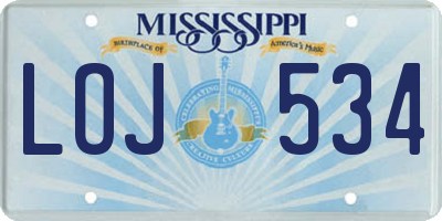 MS license plate LOJ534