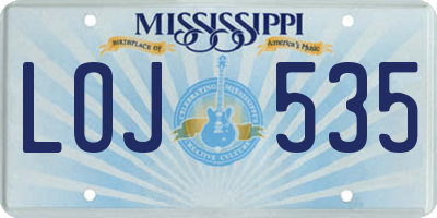 MS license plate LOJ535