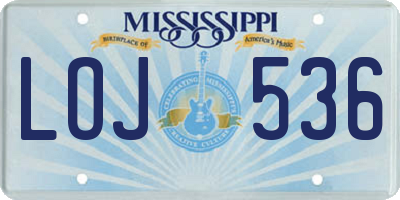 MS license plate LOJ536