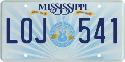 MS license plate LOJ541