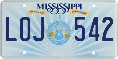 MS license plate LOJ542