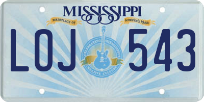 MS license plate LOJ543