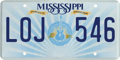 MS license plate LOJ546