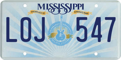 MS license plate LOJ547