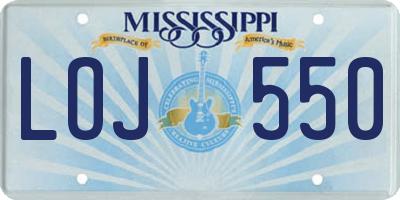 MS license plate LOJ550