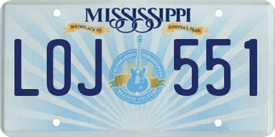 MS license plate LOJ551