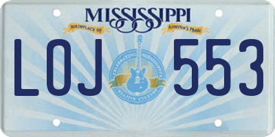 MS license plate LOJ553