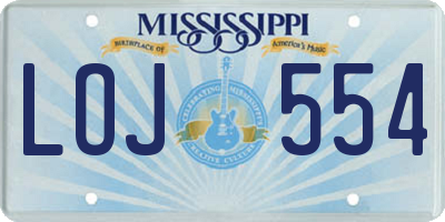 MS license plate LOJ554