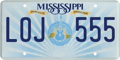 MS license plate LOJ555