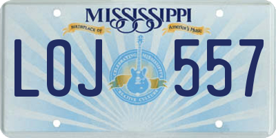 MS license plate LOJ557