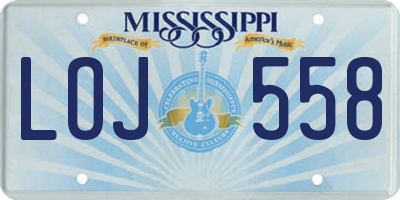 MS license plate LOJ558