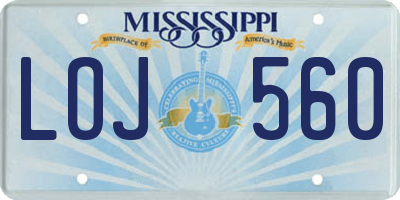 MS license plate LOJ560