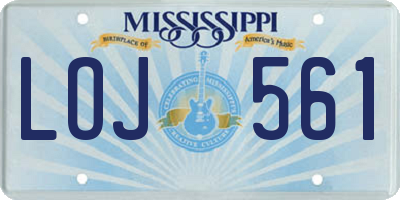 MS license plate LOJ561
