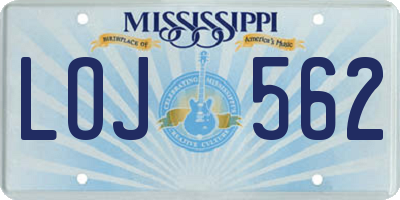 MS license plate LOJ562