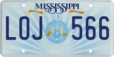 MS license plate LOJ566