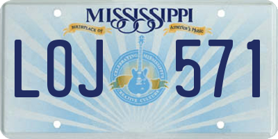 MS license plate LOJ571
