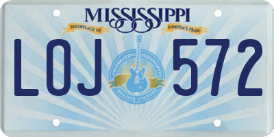 MS license plate LOJ572