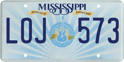 MS license plate LOJ573