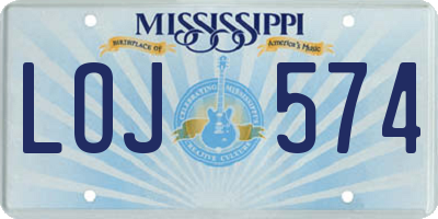 MS license plate LOJ574