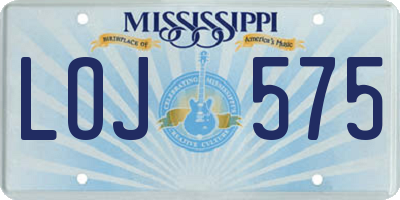 MS license plate LOJ575
