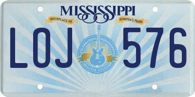 MS license plate LOJ576