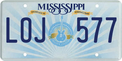 MS license plate LOJ577
