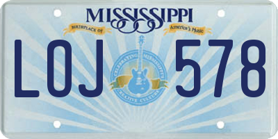 MS license plate LOJ578