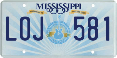 MS license plate LOJ581