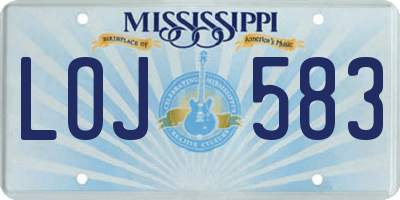 MS license plate LOJ583