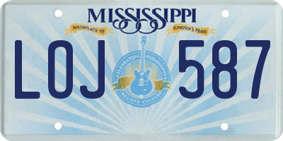 MS license plate LOJ587