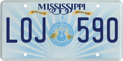 MS license plate LOJ590
