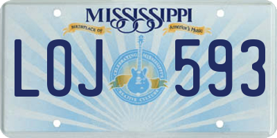 MS license plate LOJ593