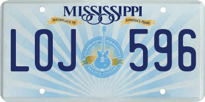 MS license plate LOJ596