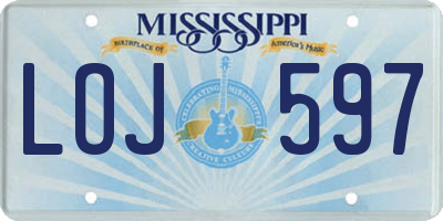 MS license plate LOJ597
