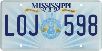 MS license plate LOJ598