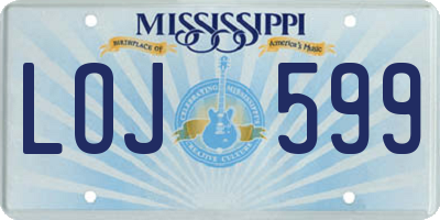 MS license plate LOJ599