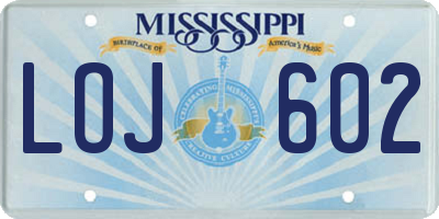 MS license plate LOJ602