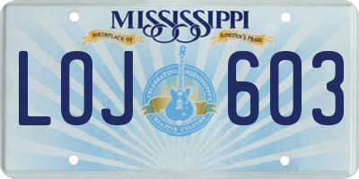 MS license plate LOJ603