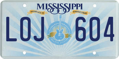 MS license plate LOJ604